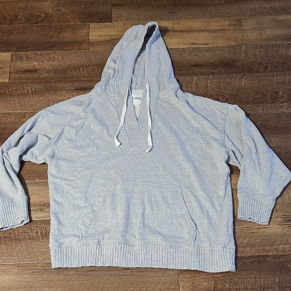 Aerie Light Gray Hooded Womens Sweater